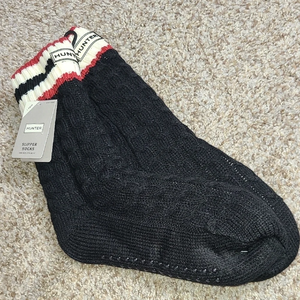 Hunter Black and Red Slipper Socks